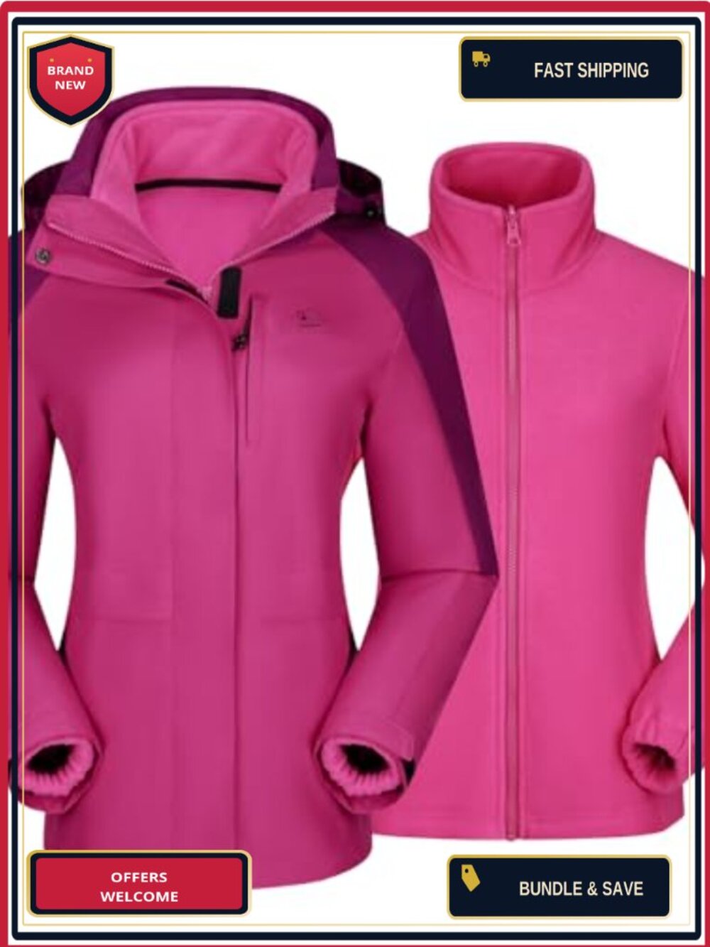 Women's 3-in-1 Ski Jacket Waterproof Snowboarding Coat